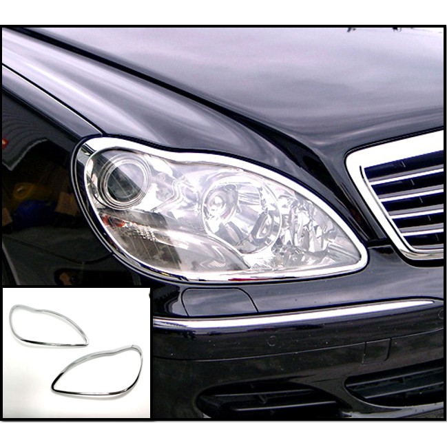 圓夢工廠 賓士 S W220 S430 S500 S600 S55 S65 2002~05 鍍鉻車燈框 前燈框 大燈框