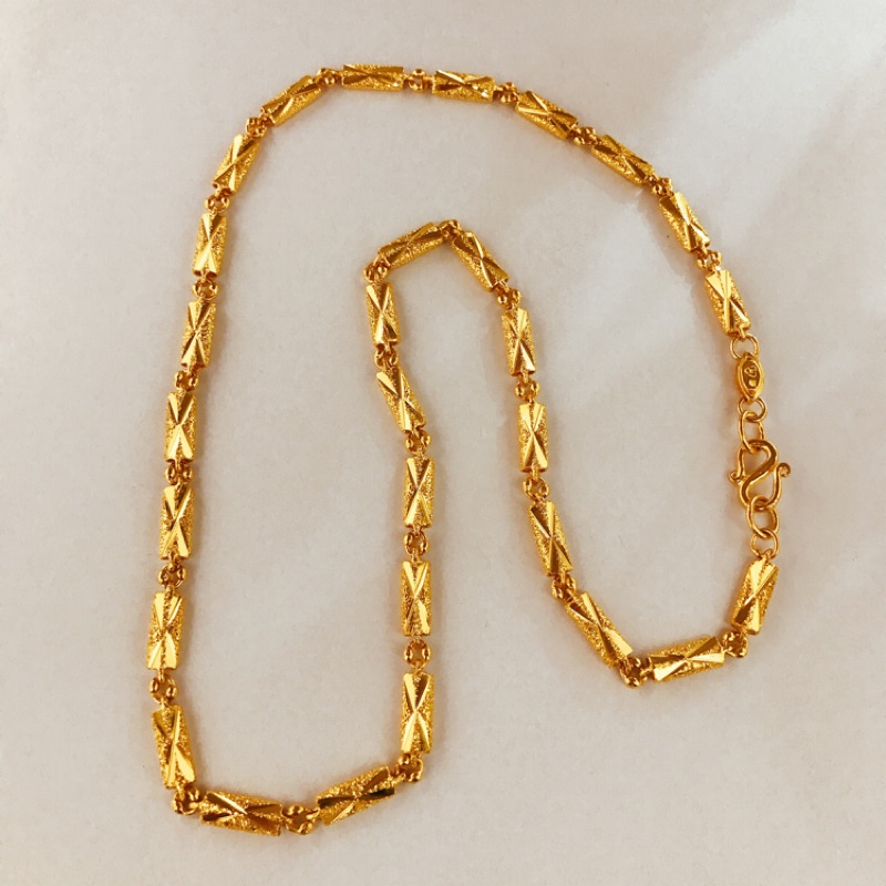 景福珠寶銀樓✨純金✨黃金項鍊 扁鍊 刻花 X 造型 項鍊 兩呎 F