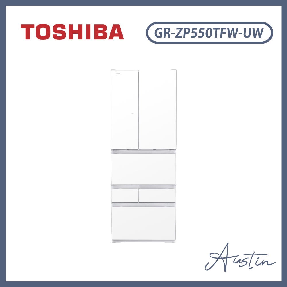 【含基本安裝】［TOSHIBA 東芝］551公升 六門變頻無邊框玻璃冰箱-玻璃白 GR-ZP550TFW-UW