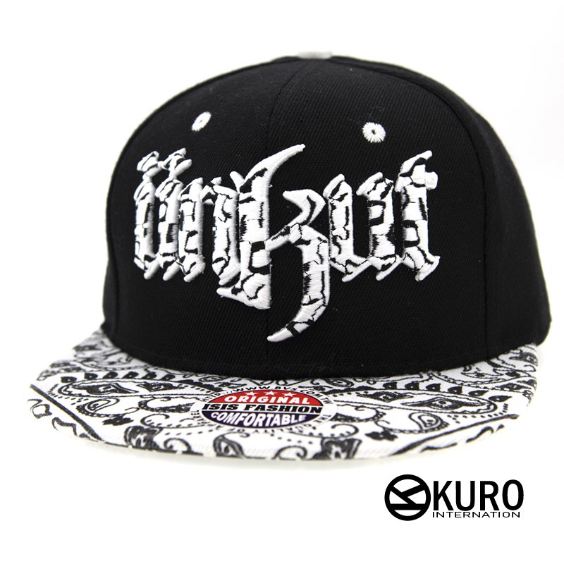KURO-SHOP黑色變形蟲帽沿UNKUT電繡潮流板帽棒球帽