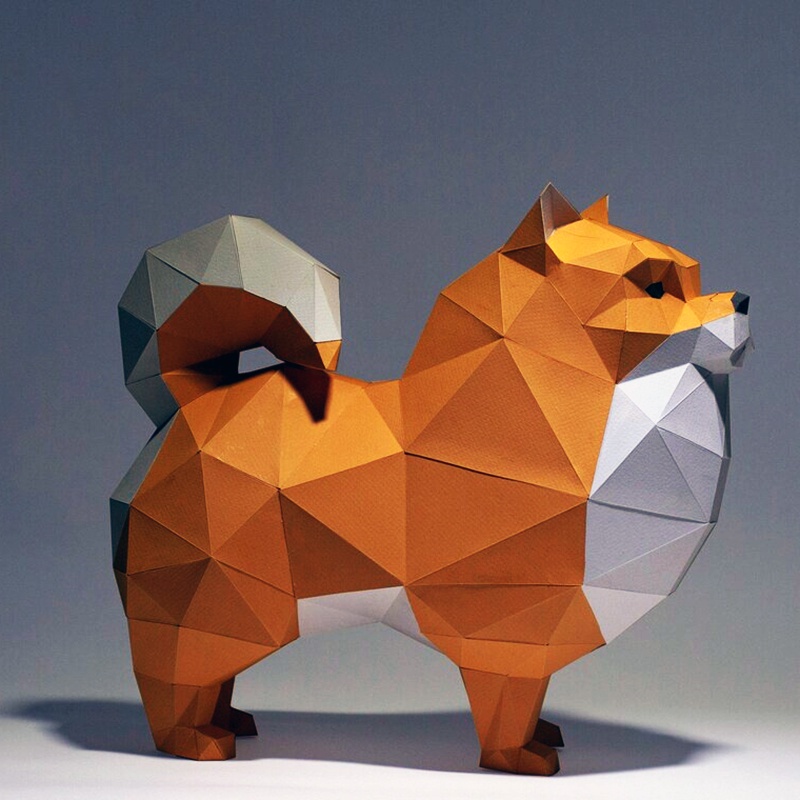 博美犬 立體紙模型 手工 DIY 3D 摺紙 折紙 紙製品 動物 裝飾 擺飾 狗 小狗 狗狗 博美 犬