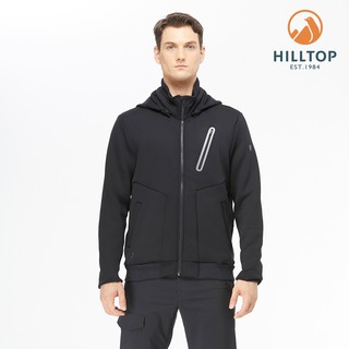 【Hilltop山頂鳥】男款 POLYGIENE 抗菌保暖連帽刷毛夾克H24MK3-黑