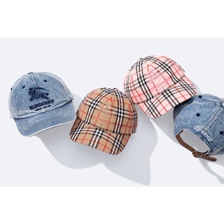 【area0439】2022 聯名 Supreme x Burberry Denim 6-Panel 單寧 格紋 帽子