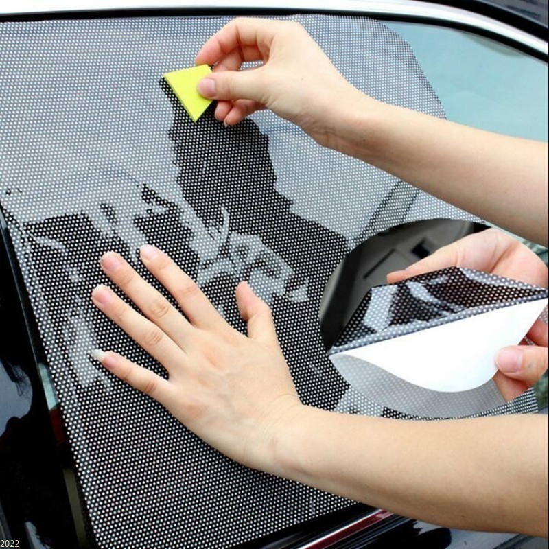 2Pcs 黑色防紫外線側車遮陽簾 PVC 貼紙自動靜電保鮮面罩後窗遮陽罩
