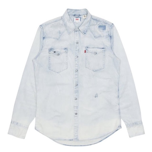 Levis 男款 長袖牛仔襯衫 / 復古洗舊刷白 / 純棉 65816-0146 L號