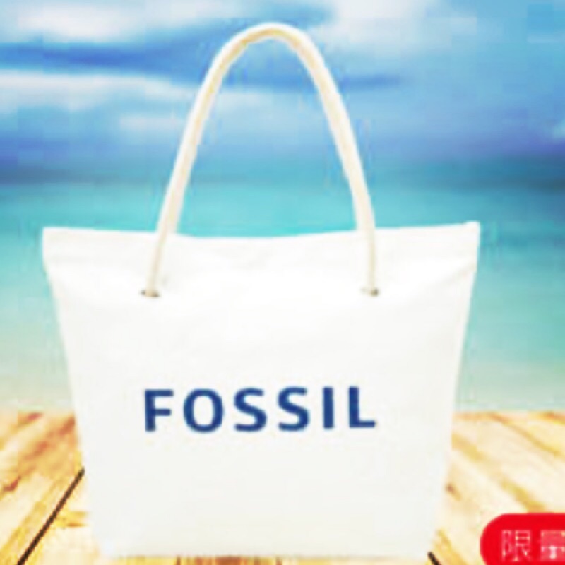 限量～Fossil帆布手提袋-全新 肩背包 側背包 購物袋 帆布袋
