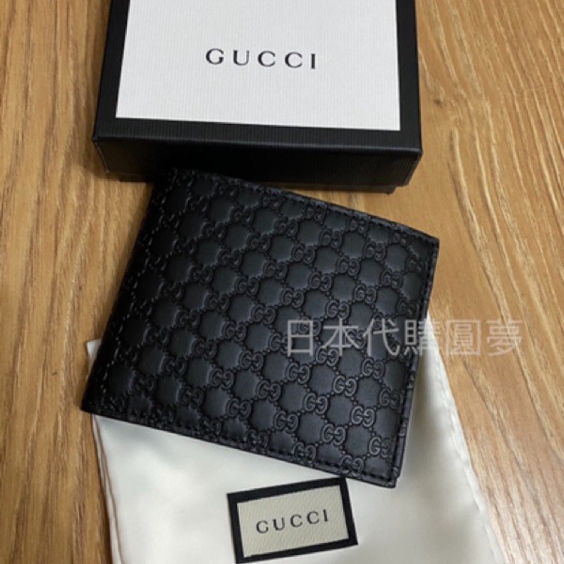 全新 Gucci 古馳 GG logo 牛皮 黑色 男用 基本款 短夾 皮夾 信用卡夾 保證真品 正品 薄型 6卡 8卡