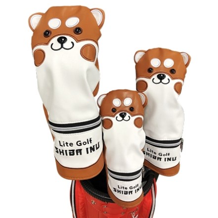 LITE golf 可愛 棕色 柴犬 木桿 球道木桿 小雞腿桿 實用配件 造型桿套