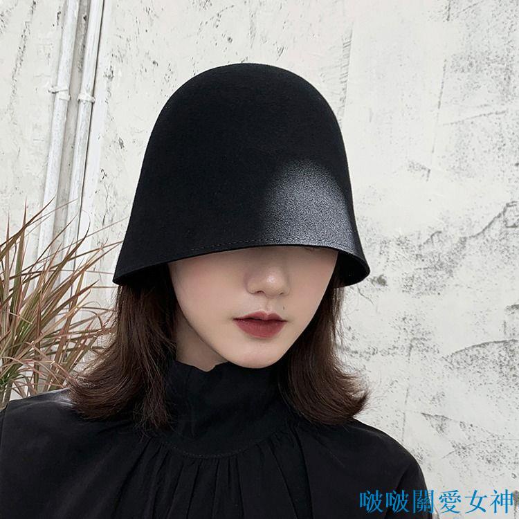 精品下殺 女性時尚帽羊毛呢燈罩鐘型帽子女春夏漁夫帽韓版潮黑色乞丐帽水桶網紅款盆帽 蝦皮購物