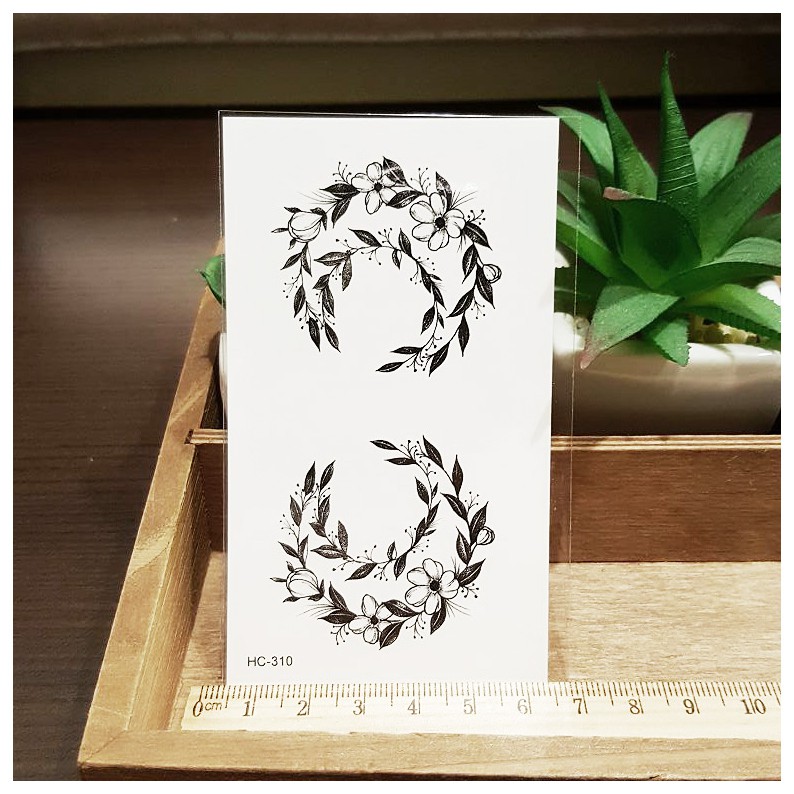 黑白腳踝花圈b Hc 310 La Tattoo 男女防水diy紋身貼紙刺青貼紙 蝦皮購物