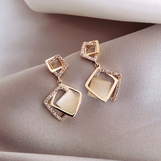 艾美🔥 幾何耳環女925純銀銀針高級感耳墜新款潮韓國網紅氣質耳飾垂墜耳環
