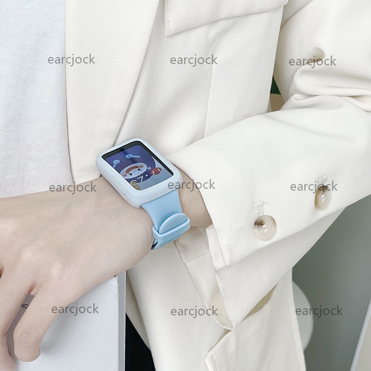 適用小米手環7 Pro 純色液態硅膠腕帶+全包一體保護套 MI Watch 7 pro 運動替換帶 馬卡龍錶帶