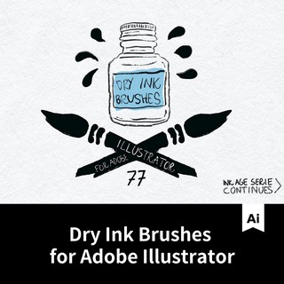 【原】Dry Ink Brushes for Adobe Illustrator幹墨筆刷.BP2021040706