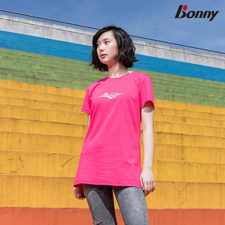 【Bonny】波力女裝純棉長版短袖T恤-桃紅