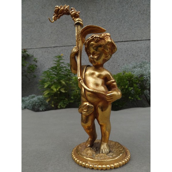 黑熊古玩藝品 古董義大利製鎏金小天使銅像 蝦皮購物
