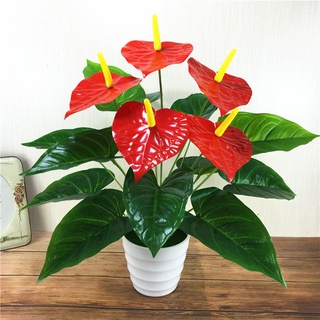 摩登時尚一派 仿真植物盆景假花紅掌裝飾盆栽擺設大盆辦公桌上擺件網咖客廳現代
