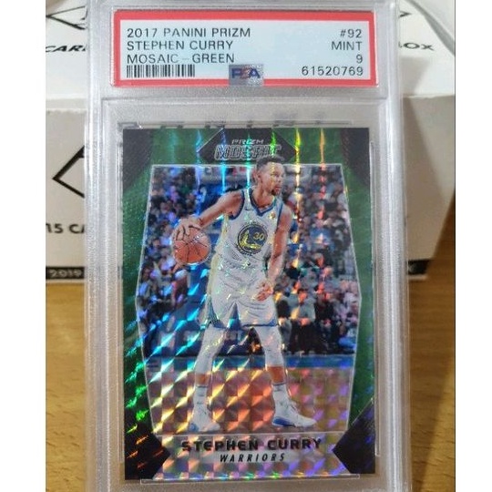 Panini Prizm Stephen Curry 閃亮 綠鑽 馬賽克 PSA 9 鑑定卡 NBA籃球 球員卡
