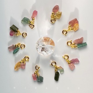 天然 原礦 碧璽 原石 手作 隨意扣 吊墜 金銀兩色 🇹🇼現貨 輕珠寶 隨機出貨