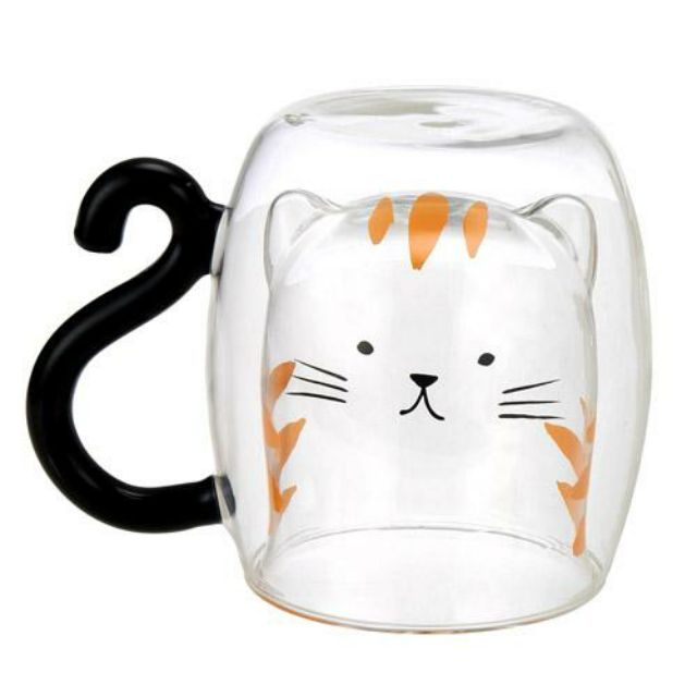 現貨 日本 可愛貓咪雙層杯 貓咪杯 雙層杯 玻璃杯 馬克杯 牛奶杯 造型 虎斑貓 三花貓 空運 日貨 代購