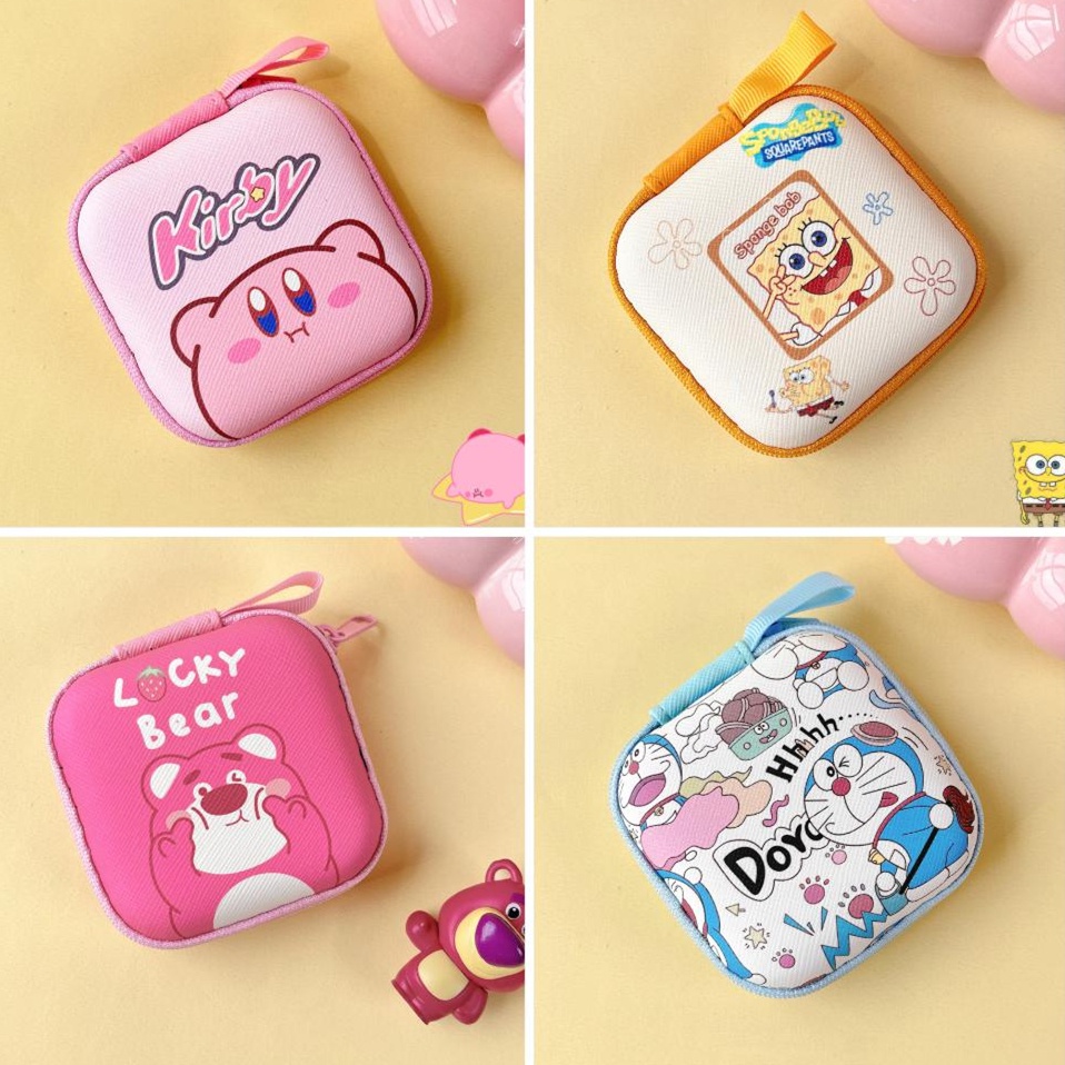 哆啦夢 可愛的海綿寶寶 Do 啦 A 夢 Kirby 動漫設計帆布錢包零錢包和拉鍊袋耳機收納