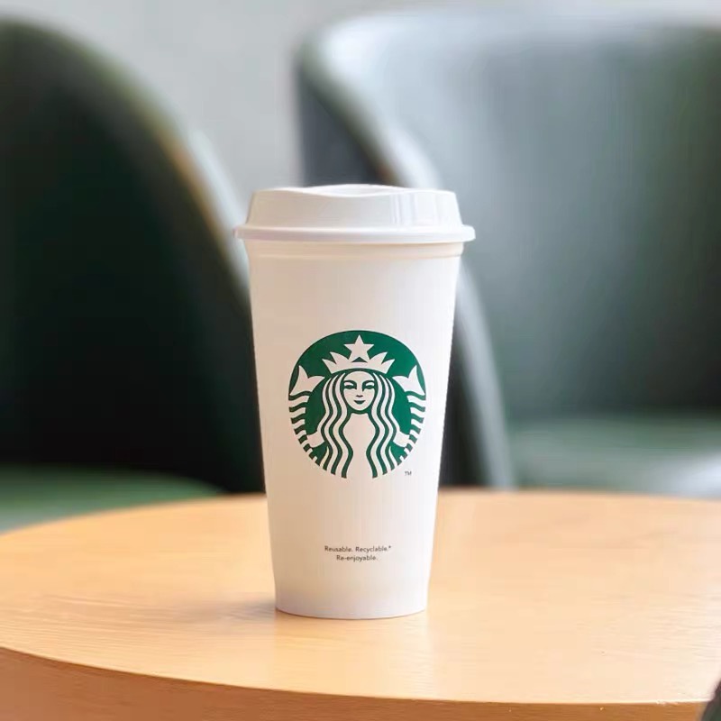 Starbucks官方正品！星巴克2022新款白色經典隨行杯配貼紙套裝水杯可循環使用奶茶杯咖啡杯熱飲杯473ml