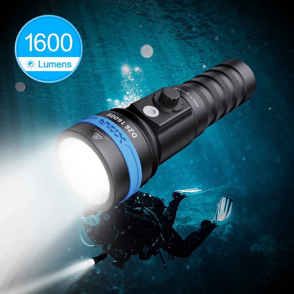 Xtar D26 1600S 水肺潛水手電筒水下 100 米(不含電池和充電器,僅手電筒)
