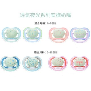 【PHILIPS AVENT】夜光超透氣安撫奶嘴(雙入)(0-6m/6-18m)