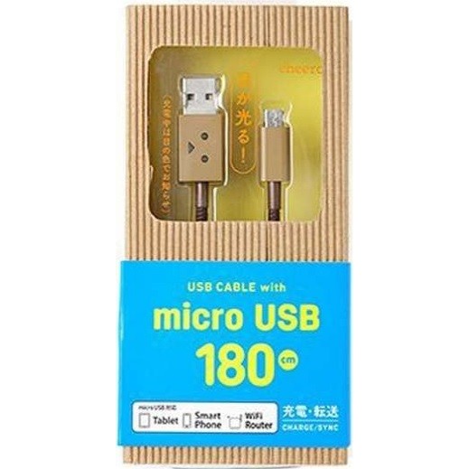 【露西小舖】日本Cheero阿愣micro USB充電傳輸線(180公分)快充線充電線資料傳輸線充電時眼睛發光(公司貨)