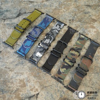 娜娜錶帶 快速出貨 尼龍錶帶 Apple Watch 十代 SE 九代 ultra 46mm 41mm 帆布 迷彩 代用