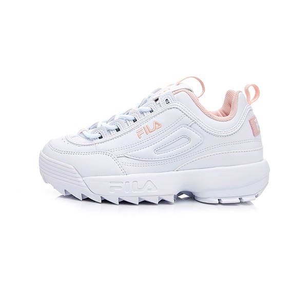 【FILA】DISRUPTOR 2 休閒 老爹鞋 復古 白 粉橘 中性 女鞋 -4-C608V-115