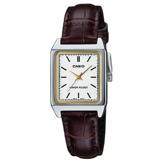 【CASIO 卡西歐】素面方形簡約風指標咖啡色皮帶腕錶 LTP-V007L-7E2 現代鐘錶
