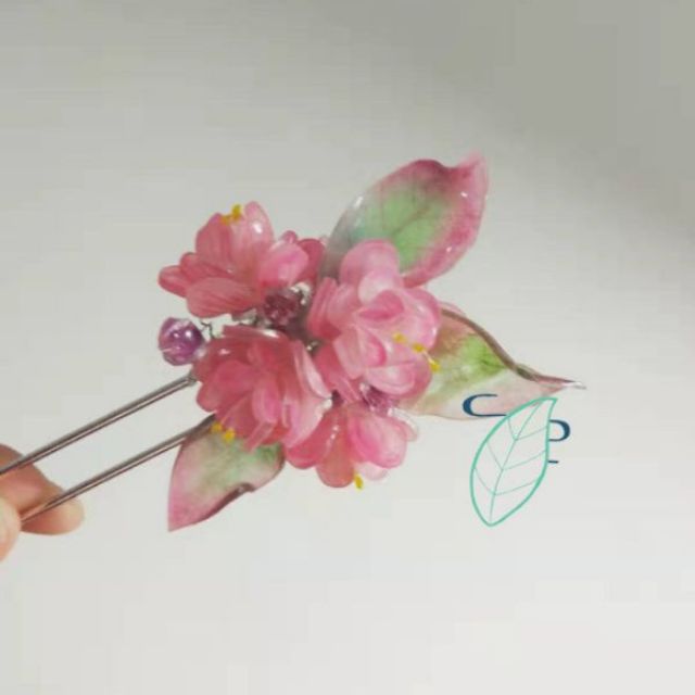 晚晴 海棠花 髮簪手工髮簪古風髮飾訂製髮簪 蝦皮購物