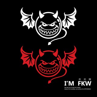 反光屋FKW 微笑惡魔 Beelzebub 惡魔標誌 防水耐曬高亮度 車深後土除裝飾貼 反光貼紙 機車汽車重機車隊貼紙