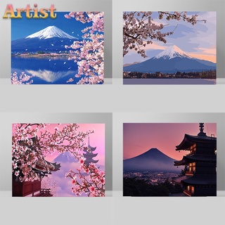 Artist DIY數字油畫 富士山 （40X50CM帶框）按數字畫 油畫 手工畫 裝飾畫 數字繪畫