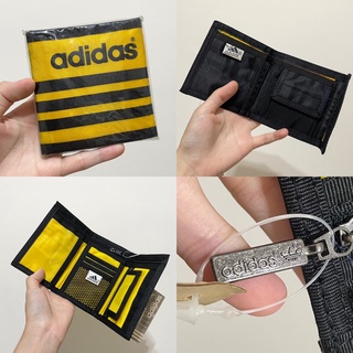 全新現貨 香港製 Adidas 愛迪達 黃色 錢包 零錢包 皮夾 帆布錢包 錢夾 短夾 中夾 三折式 拉鍊式 卡夾 摺疊