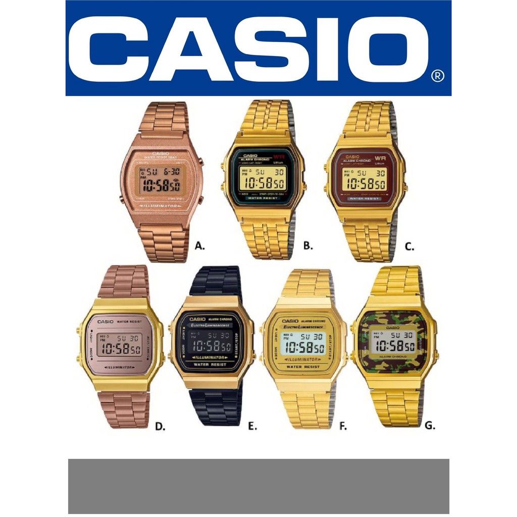 【天龜】Casio金錶系列 冷光 經典復古金色電子錶A168WG  AAA