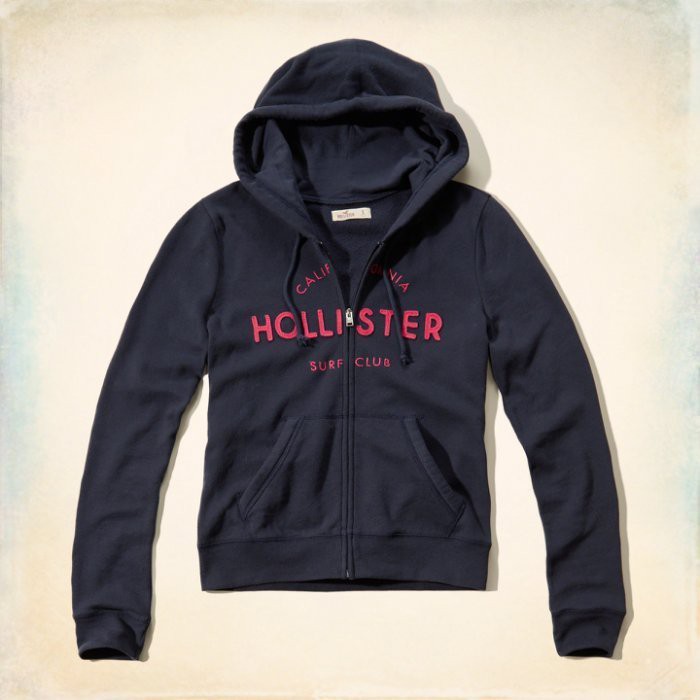 美國百分百【全新真品】Hollister Co. 外套 HCO 連帽 長袖 夾克 海鷗 刷毛 深藍 女款 I577