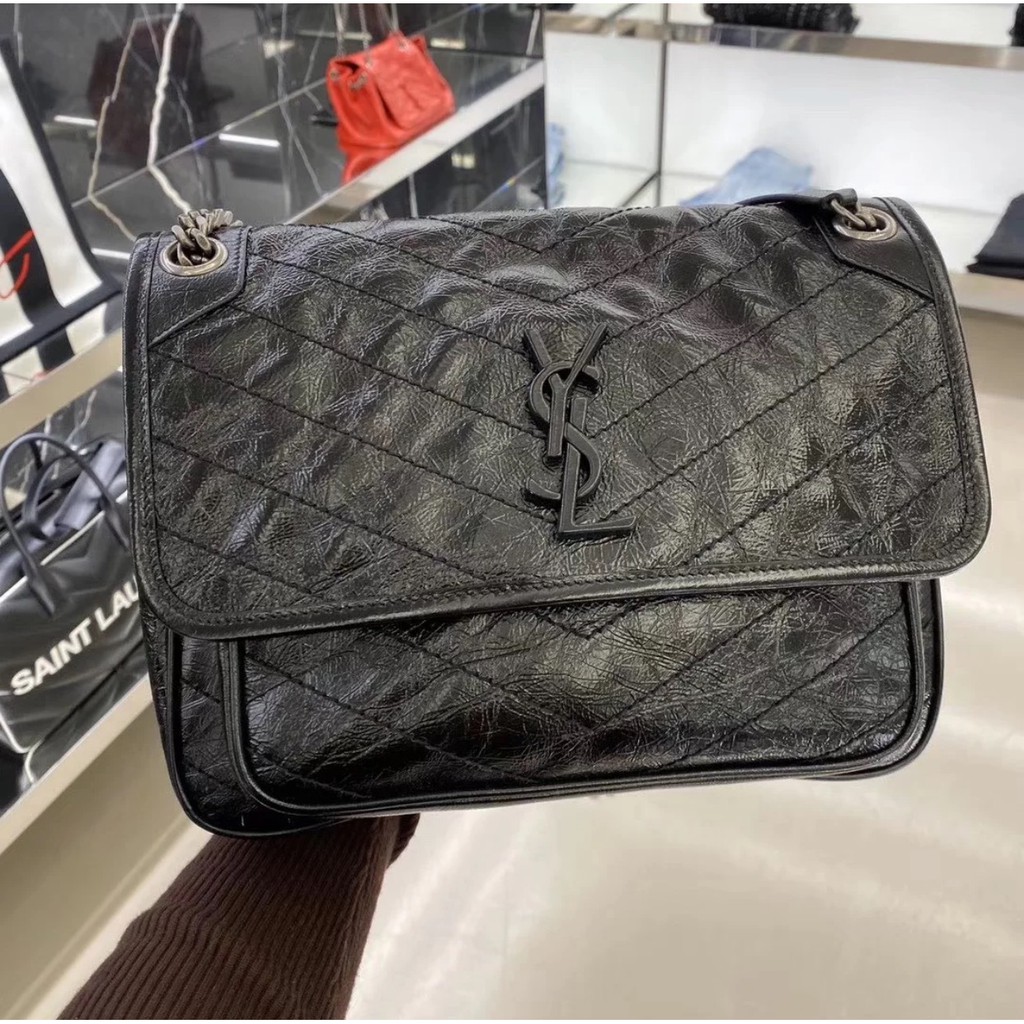 專櫃saint Laurent聖羅蘭ysl Niki 4984 中款28cm 郵差包流浪包單肩包 蝦皮購物