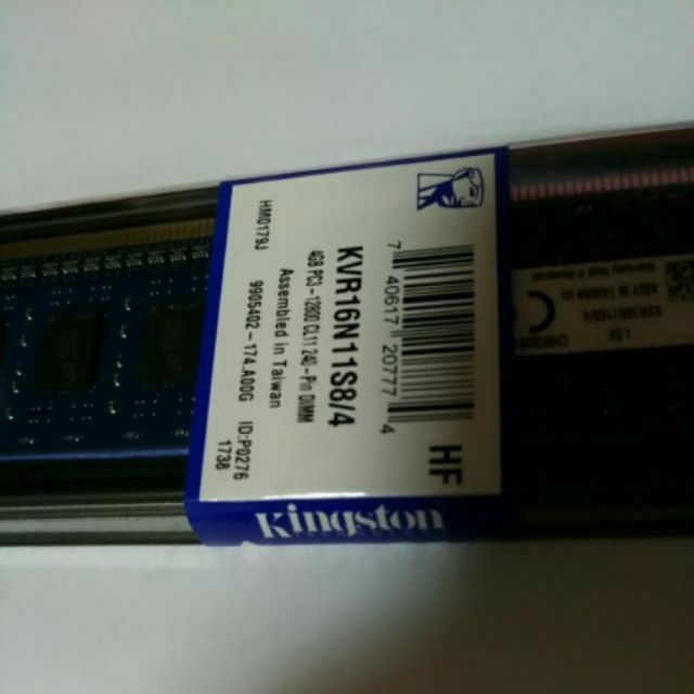 Kingston金士頓 DDR3 1600 4G 單面  RMA新品未拆封 kvr16n11s8/4