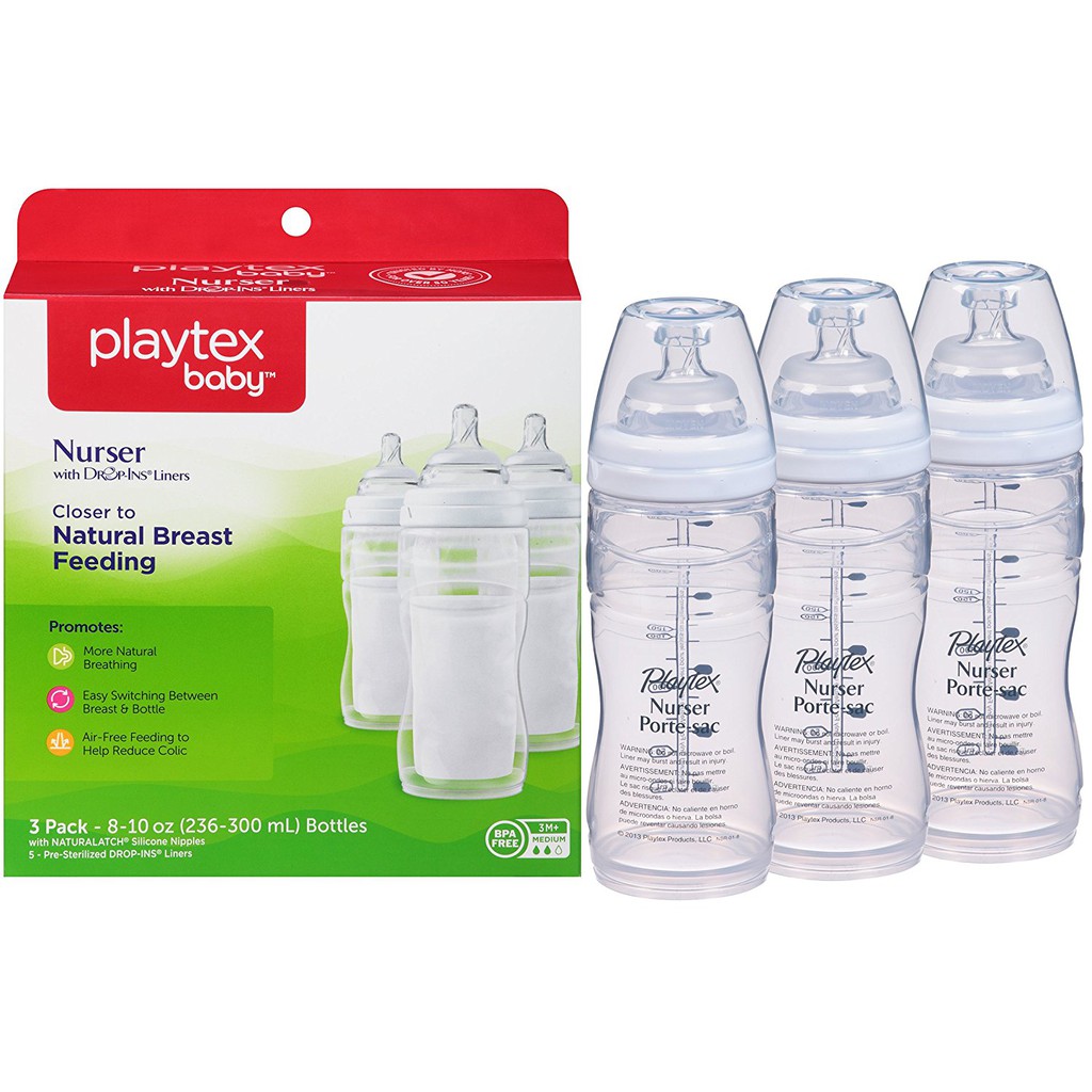 Playtex 倍兒樂 寬口徑 防脹氣拋棄式奶瓶 8 -10 oz 3入組 正品 美國代購
