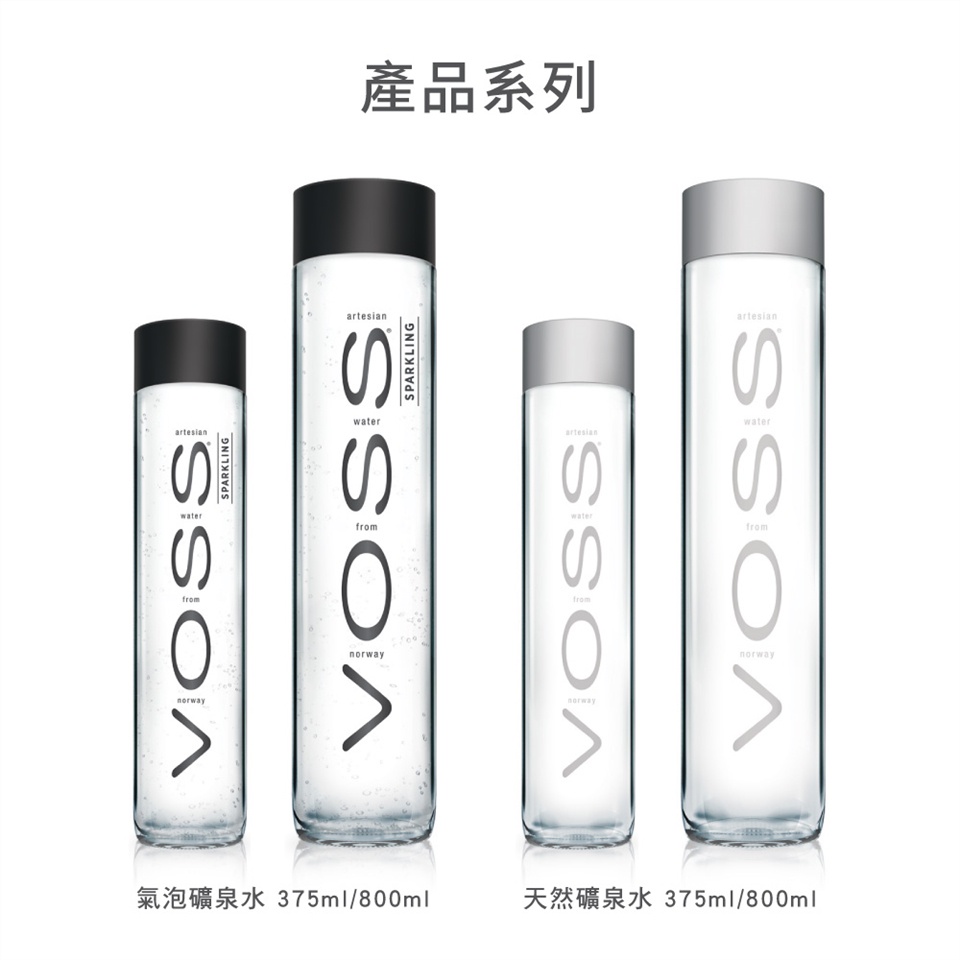 VOSS 芙絲礦泉水 空瓶 玻璃瓶 水瓶 黑蓋 灰蓋 375ml 800ml 挪威頂級氣泡礦泉水空瓶