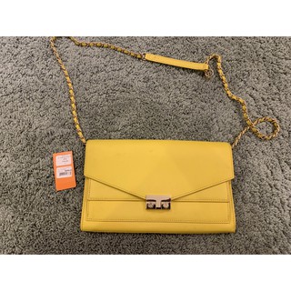 TORY BURCH T-Lock Clutch Sunshine 手拿包肩背包黃色精品萬用包小資必備二手免運