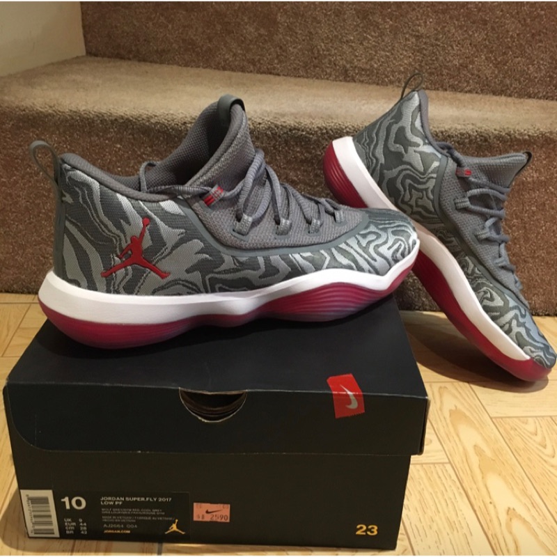 Nike Jordan Super Fly 17 Low Pf React 灰銀紅aj2664 全新 蝦皮購物