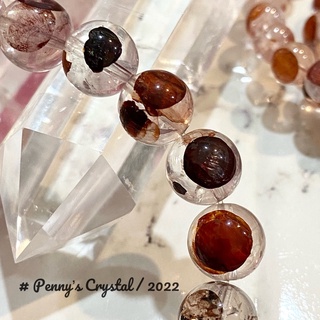 •Penny crystal•紅膠花 手環 牛血紅 乾燥花 彩虹 閃片 現貨 交換禮物 質感禮物 生日 天然水晶 能量