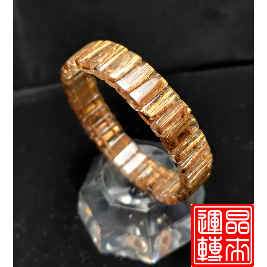 [晶來運轉]鈦晶手排27.7g 13mm 手圍18(Gold Titanium Rutilated Quartz)