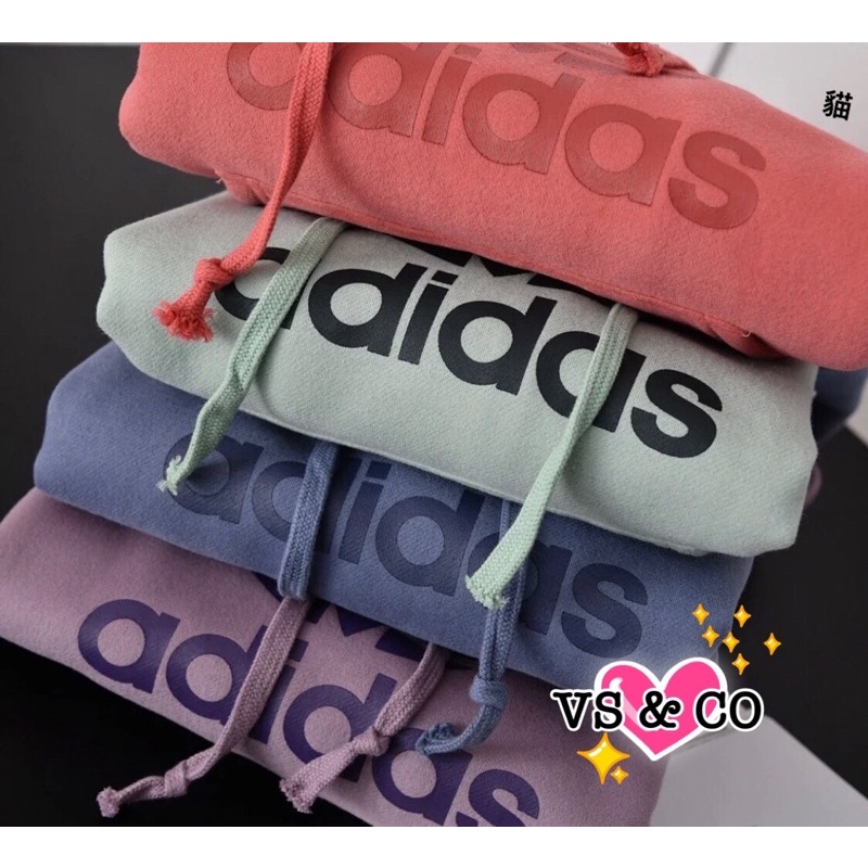 💖VS &amp; CO💖 美國outlet代購 Adidas男女同款 情侶款馬卡龍色系長袖純棉棉T T's  帽T 連帽上衣