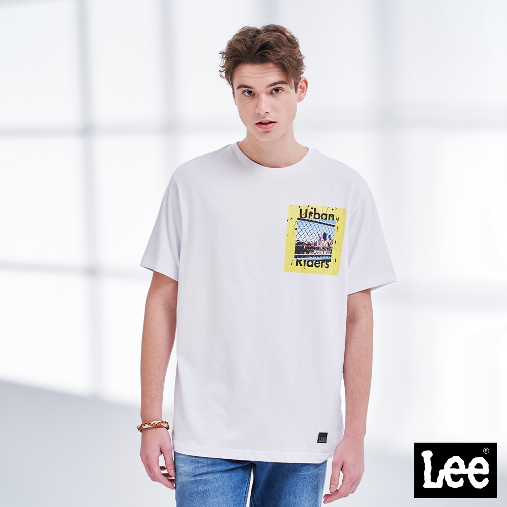 Lee 胸口照片印刷短袖T恤 男 白 Urban Riders LL210071K14