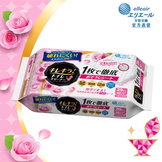 日本大王 超潔亮!廁所專用清潔抗菌濕巾補充包-幸福玫瑰 (20抽/包)