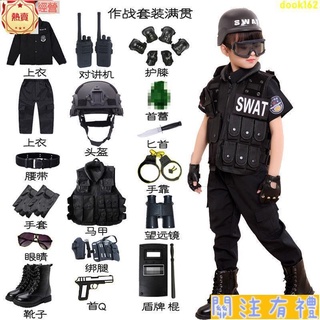 免運兒童特警衣服小軍裝套裝男軍衣服裝警官服裝女警裝角色扮演演齣服ㄌ