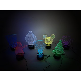 【彩妝大師】LED小夜燈/3D視覺設計氣氛燈。7色變化8種模式 可愛卡通3D圖樣 聖誕禮物 交換禮物